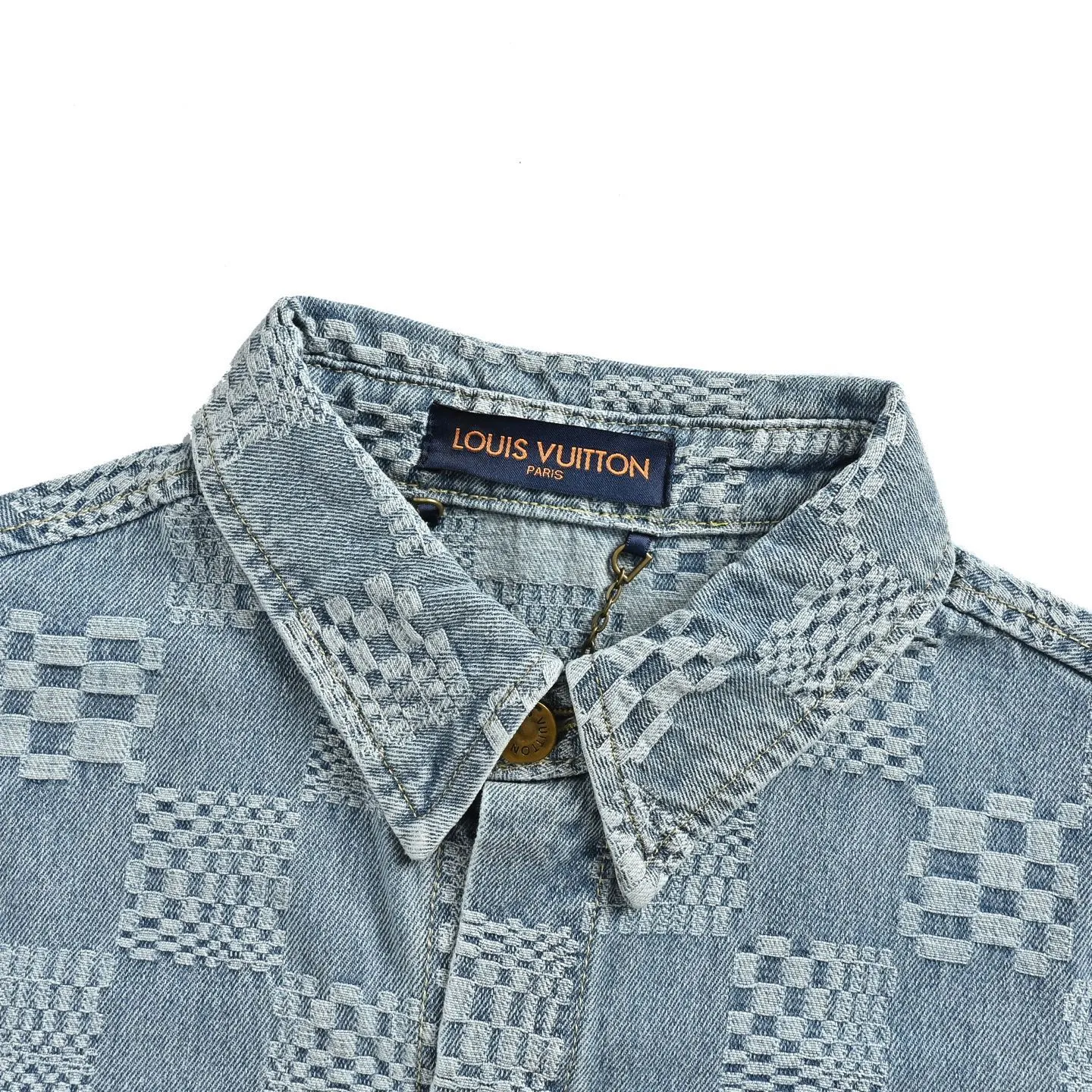 Louis Vuitton/Louis Vuitton checkerboard suit denim short-sleeved shirt